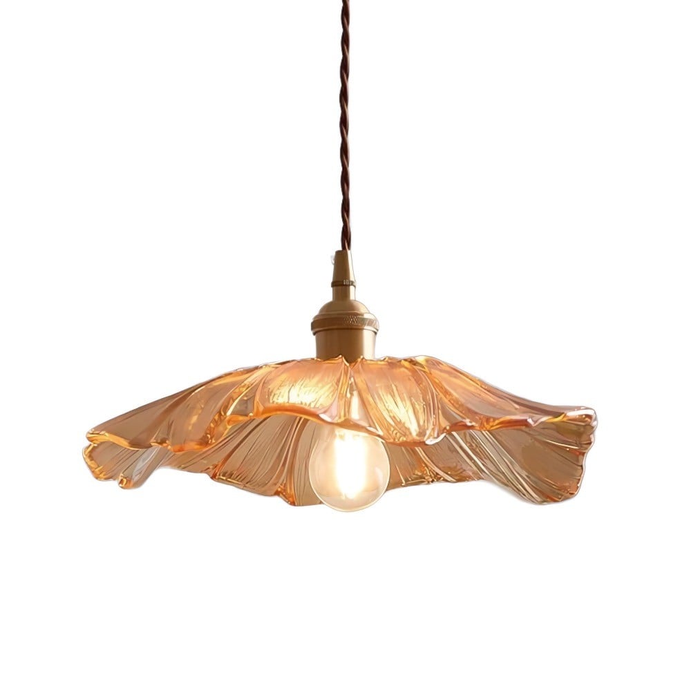 Retro Lotus Glass Pendant Light For bedroom