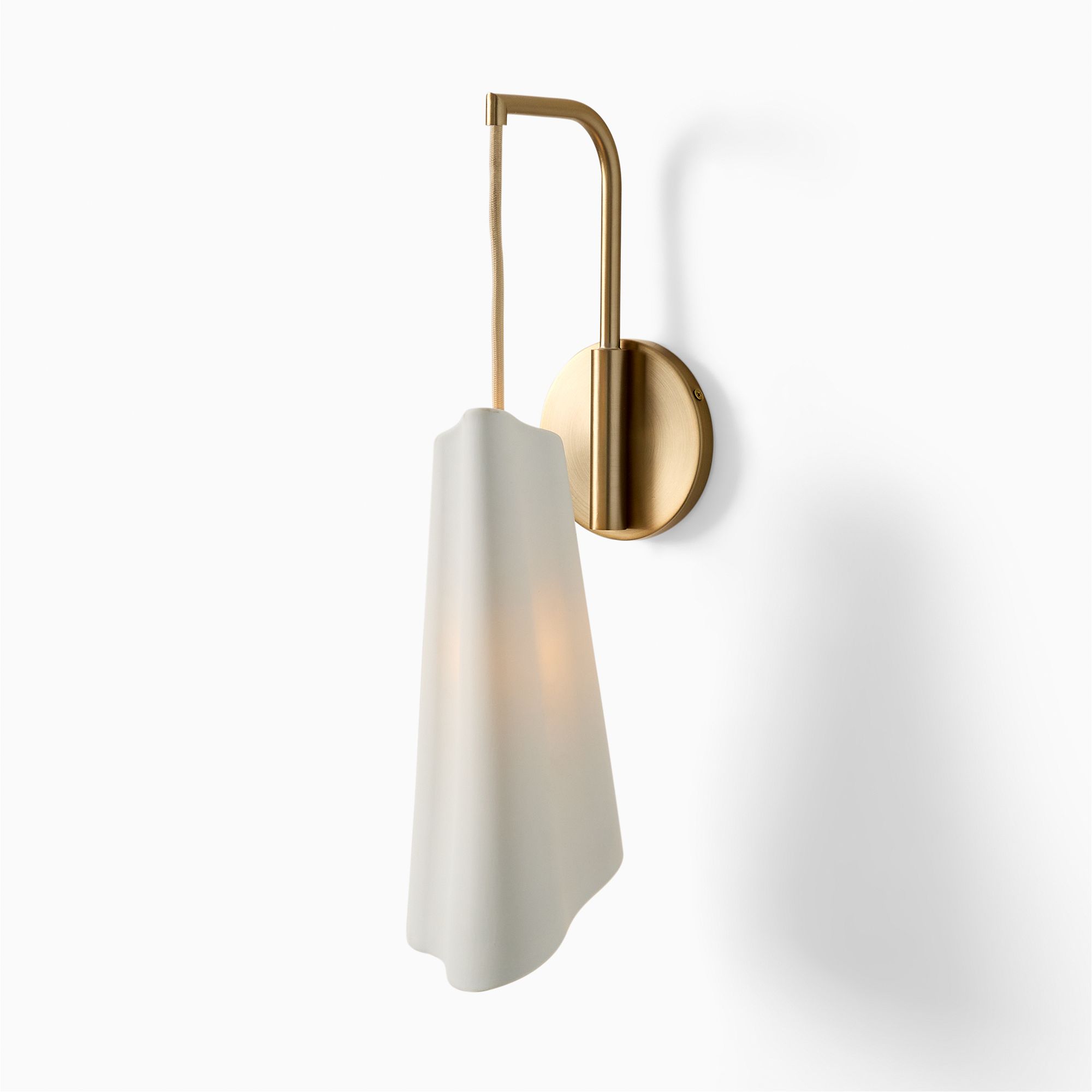 Orovia Sleek Wall Sconce – Ceramic Metal Champagne Brass