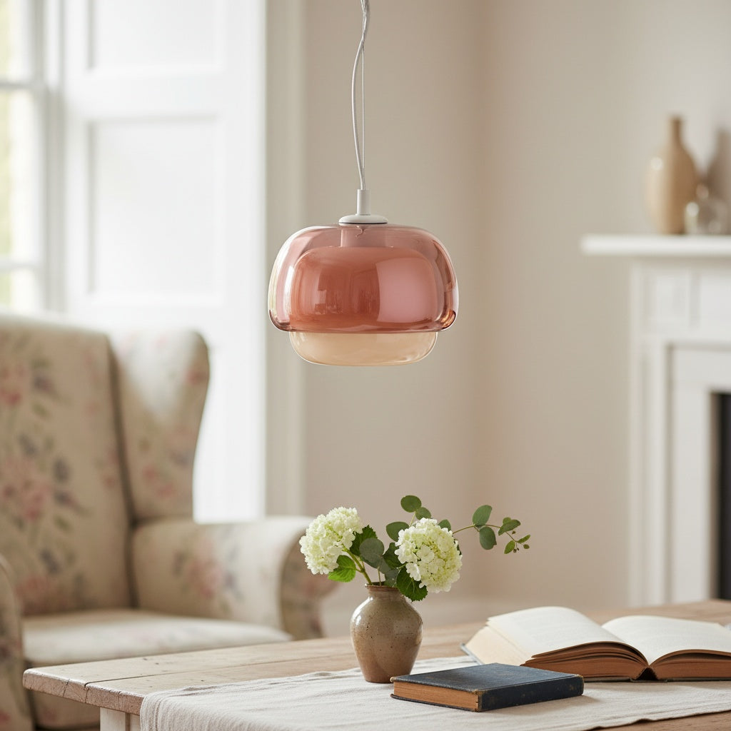 Clinco Modern Mushroom Pendant Light - Colored Glass Hanging Light