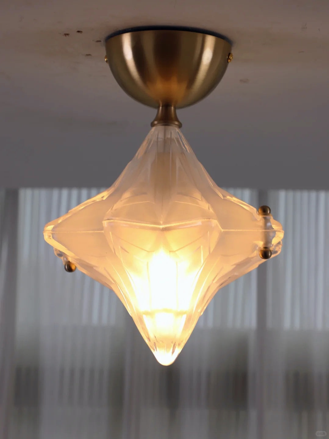 Art Deco Star Ceiling Lamp -Frosted Glass Fixture for Hallway & Entryway -Astris Ceres