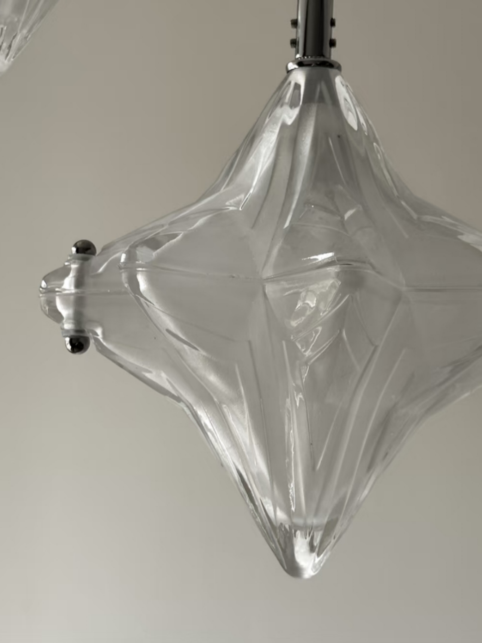 Art Deco Astris Star Chandelier -Frosted Glass Deco Fixture for Dining Room