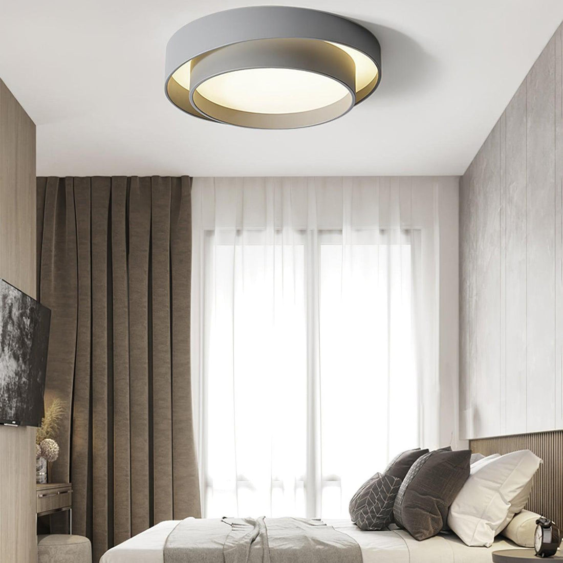 Plafonnier rond double couche – Design encastré en acrylique nordique