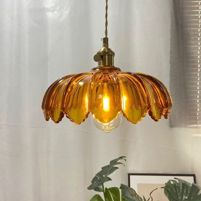 Retro Rustic Petal Buds Glass Pendant Lamp S40