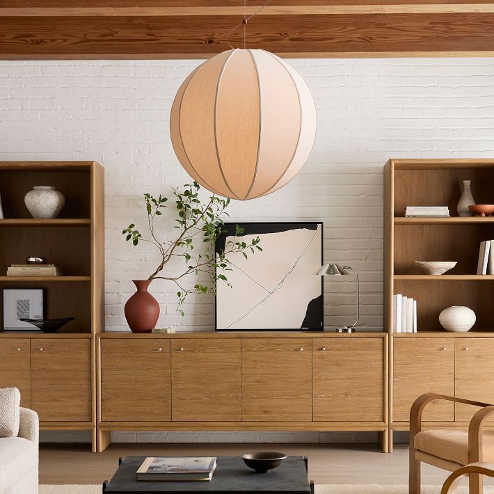 Alvian Linen Pendant Light - Adjustable Ball Dining Table Lighting