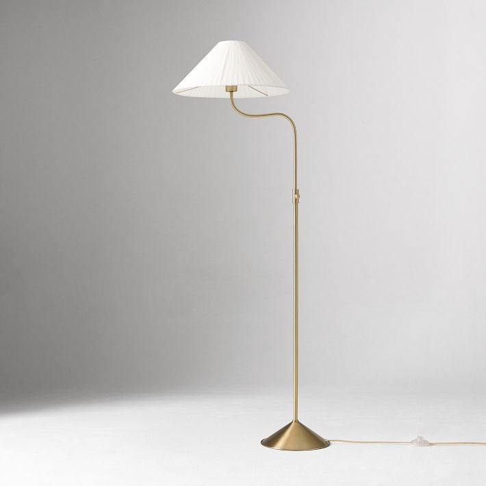 Fibura Champagne Bronze Floor Lamp - Elegant Linen Adjustable Lighting