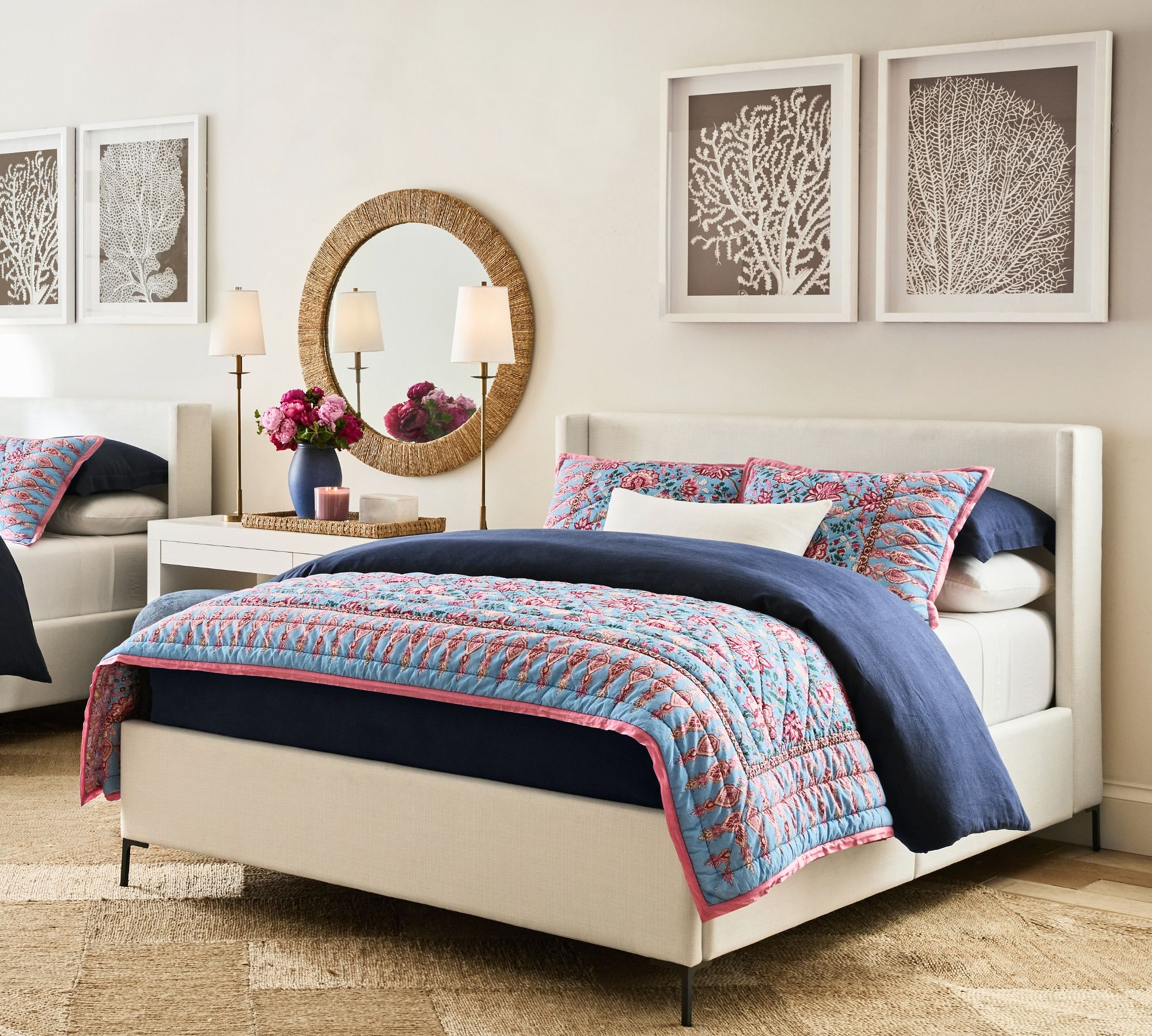 Lampe de table moderne en fer Rowan - Lampe de chevet de style industriel et rustique en lin