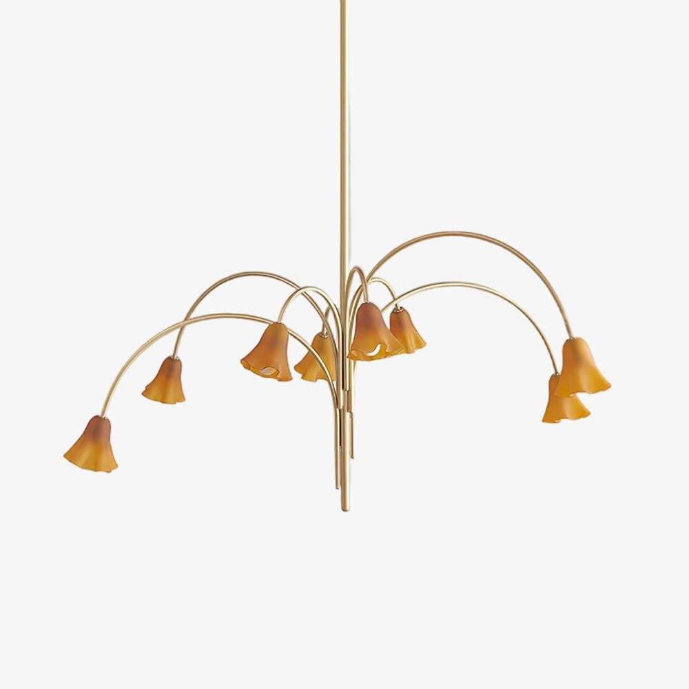 Bellina Modern Romantic Chandelier - Botanical Lily Design with Glass Flowers