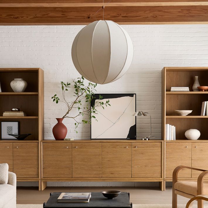 Alvian Linen Pendant Light - Adjustable Ball Dining Table Lighting