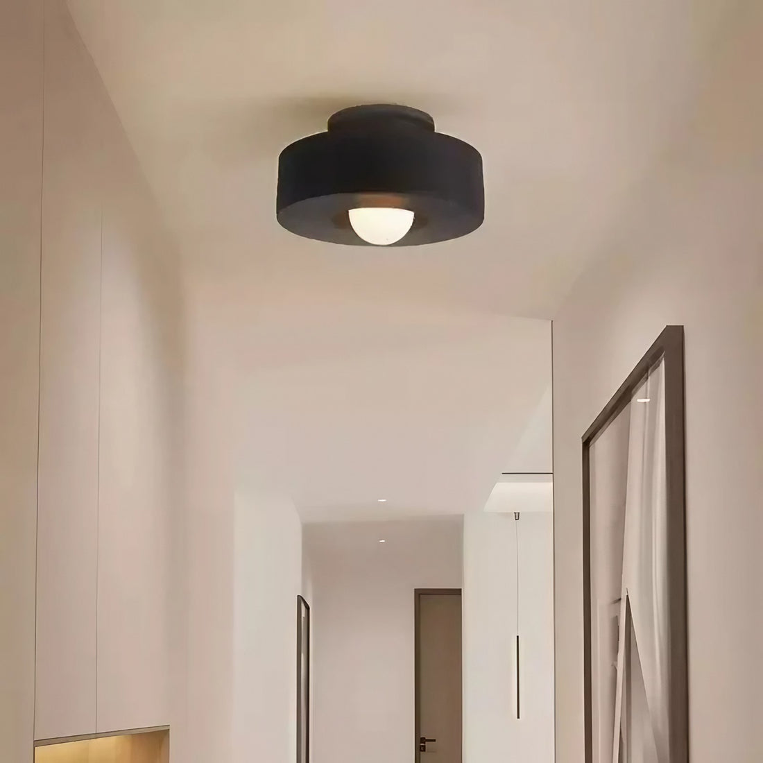 Plafonnier rond en résine – Style rétro Wabi Sabi pour intérieurs apaisants