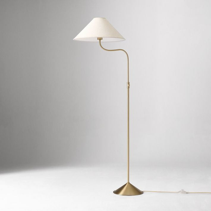 Fibura Champagne Bronze Floor Lamp - Elegant Linen Adjustable Lighting