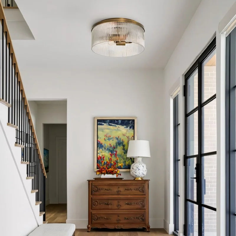 Vintage Semi-Flush Mount Clear Glass Ceiling Light