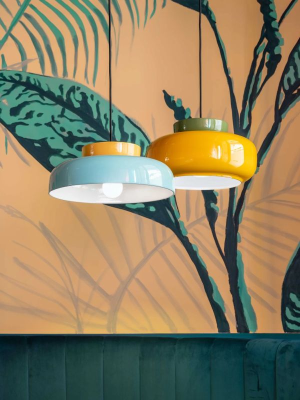 Ceramic and Glass Pendant Light - Disc Orb Maracanã - Bauhaus