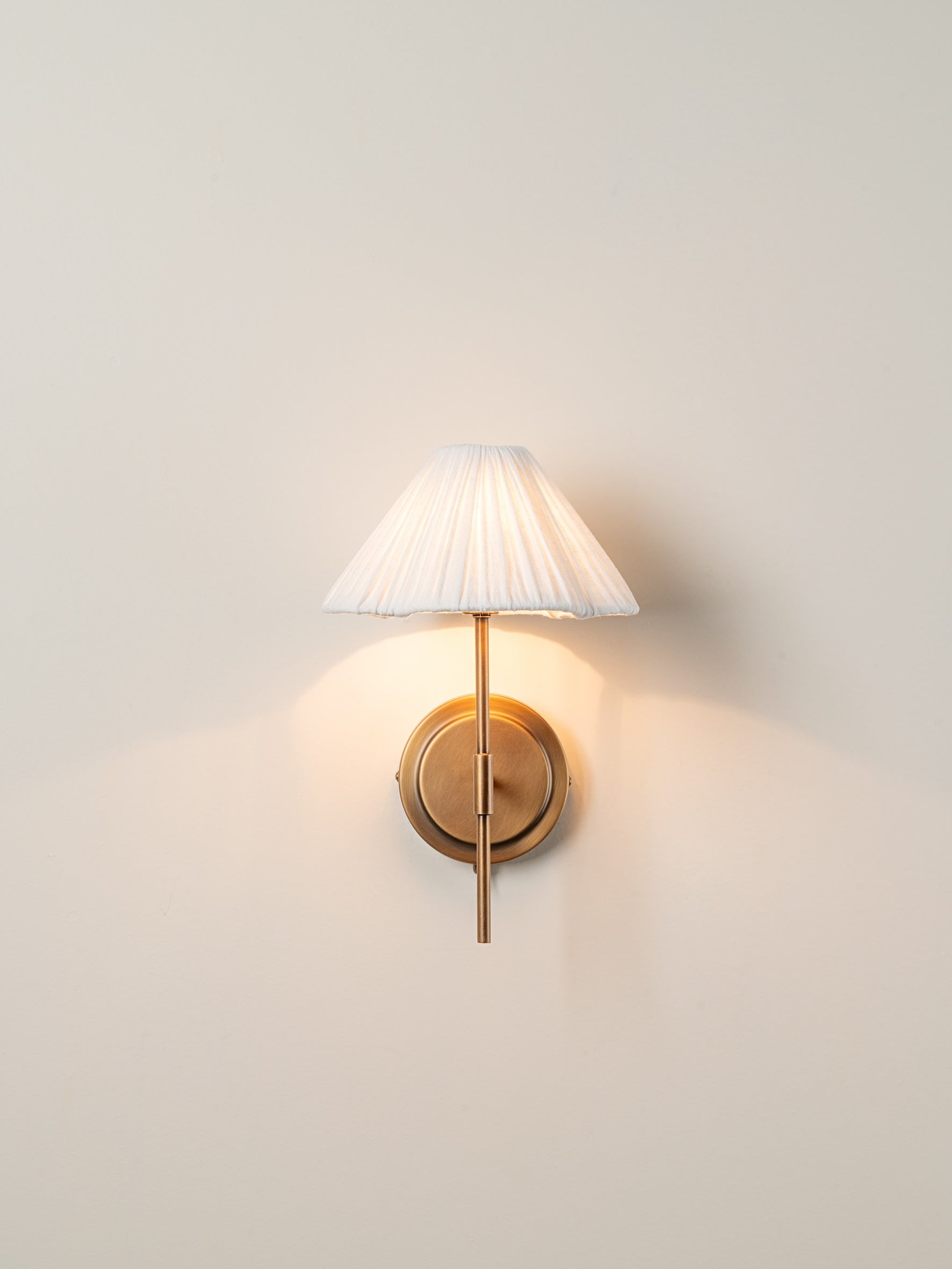 Lindi - Aged Brass and Linen Scalloped Wall Light