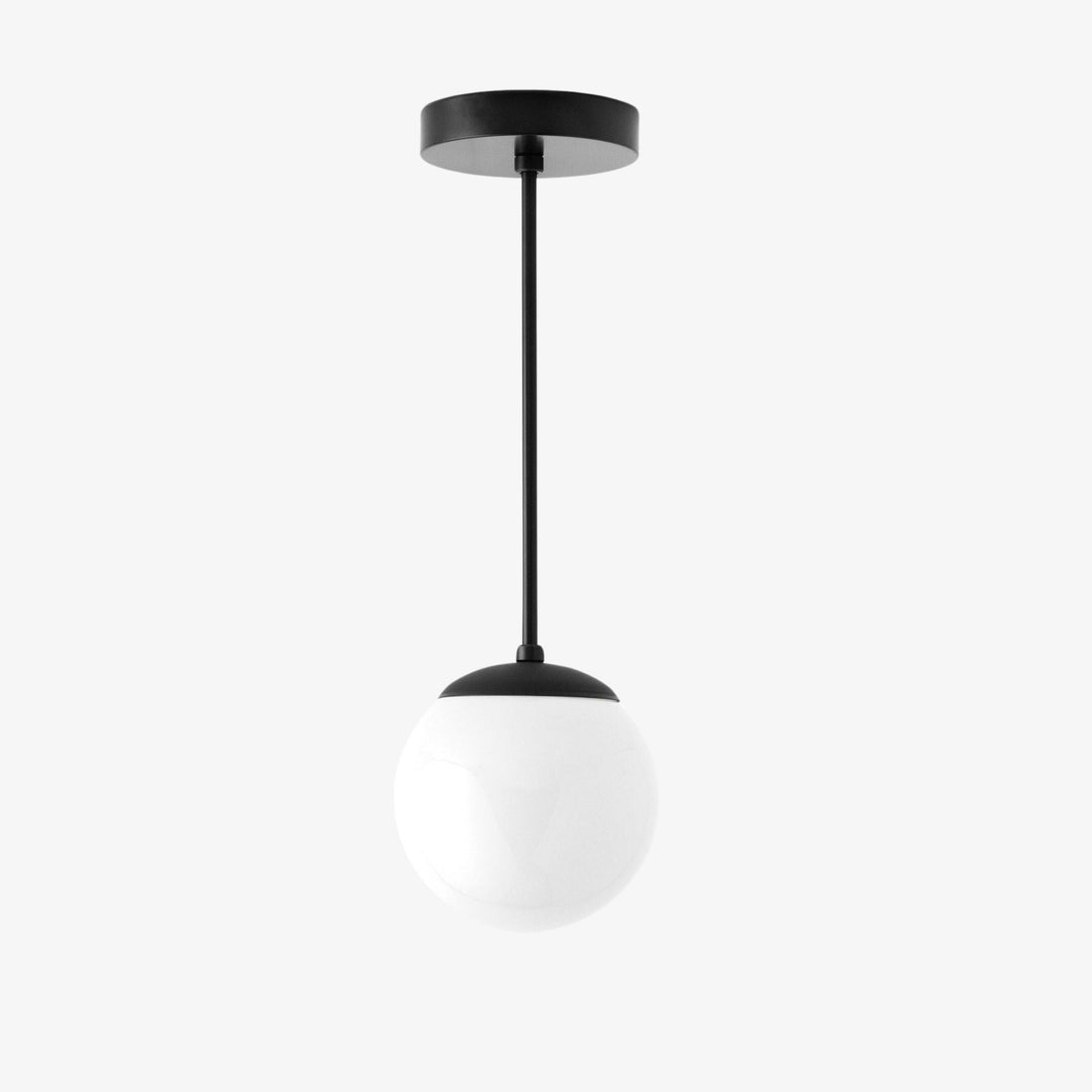Glorica Glass White Globe Pendant Light - Mid Century Modern Glass Hanging Fixture