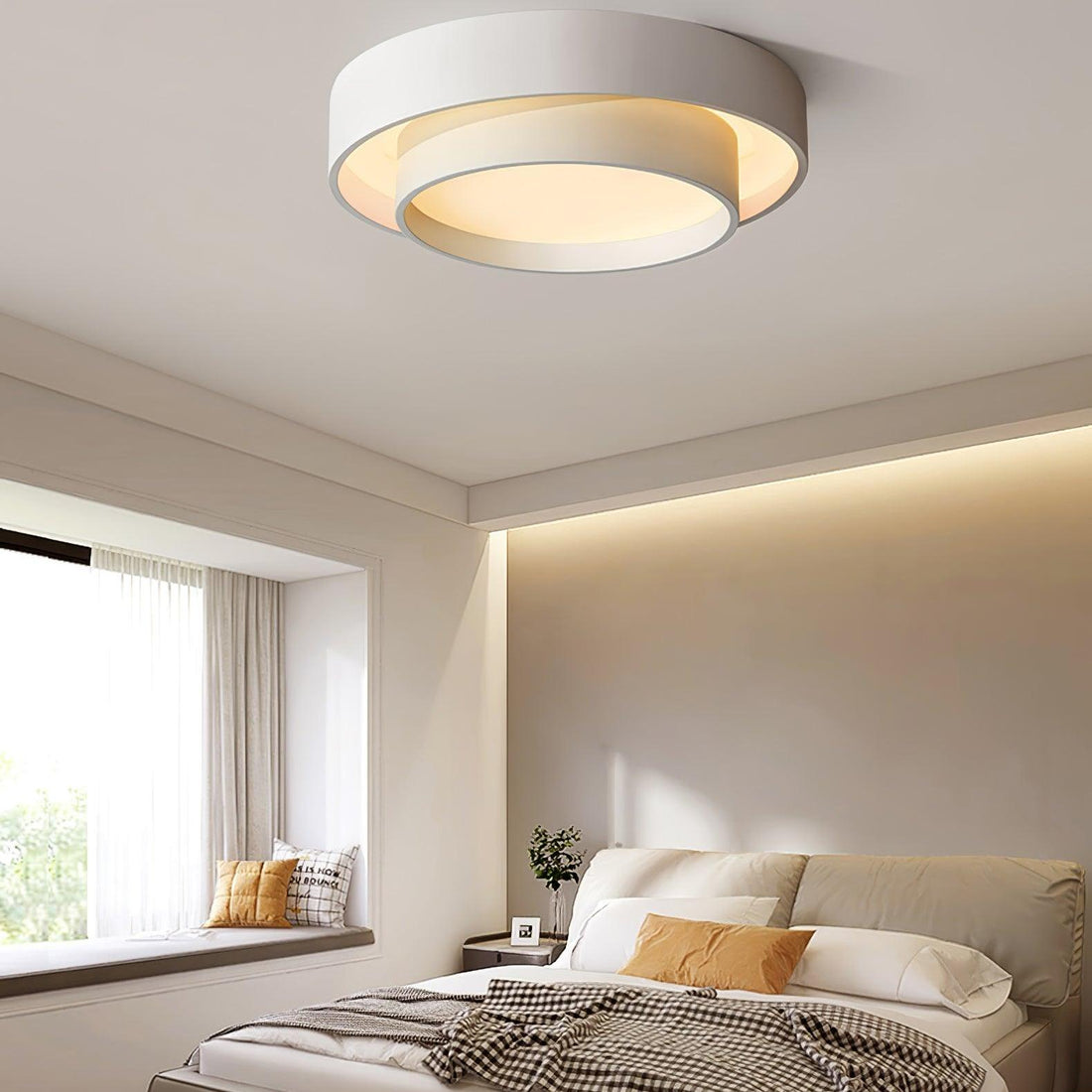 Plafonnier rond double couche – Design encastré en acrylique nordique