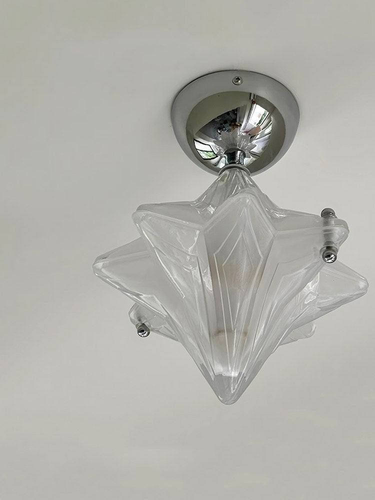 Art Deco Star Ceiling Lamp -Frosted Glass Fixture for Hallway & Entryway -Astris Ceres