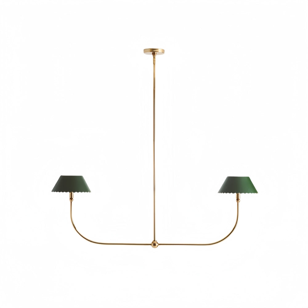 Foldray Scalloped Chandelier - Leather Linear Lamp for Dining Room