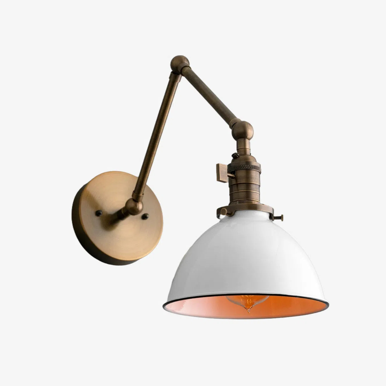 Conique Metal Vintage Industrial Swing Arm Wall Lamp - Adjustable Dome Shade for Study
