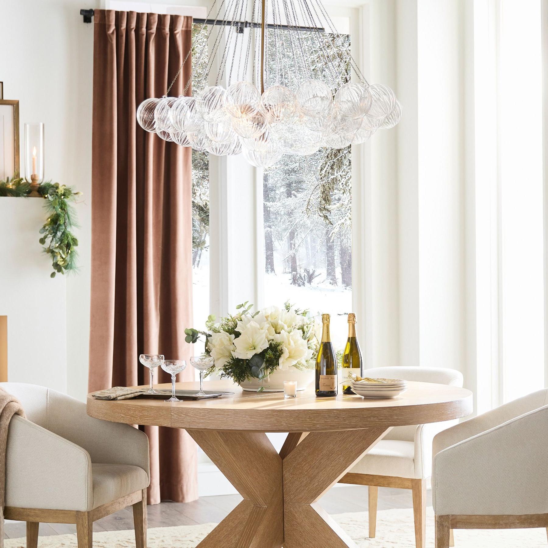 Bravira Glass Bubbled Chandelier - Vintage Brass Oval Glass Lighting