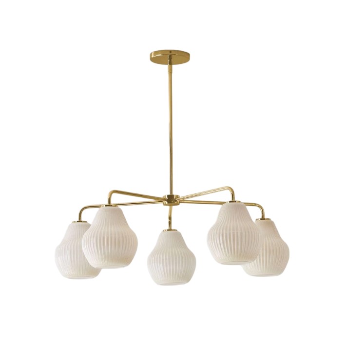 Lustre d'entrée Rivrona à 5 lumières – Éclairage moderne en verre strié