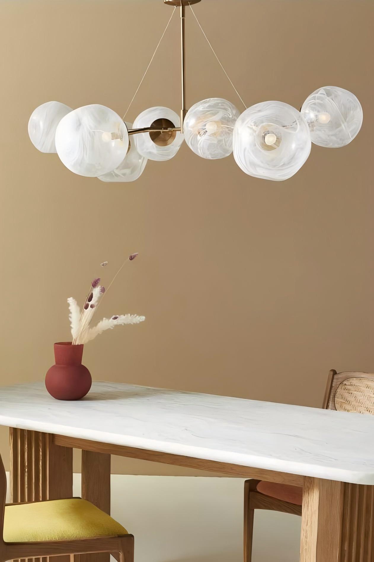 Pawrior Multi-head Organic Glass Spherical Chandelier - Modern Cloud Design Branch Light