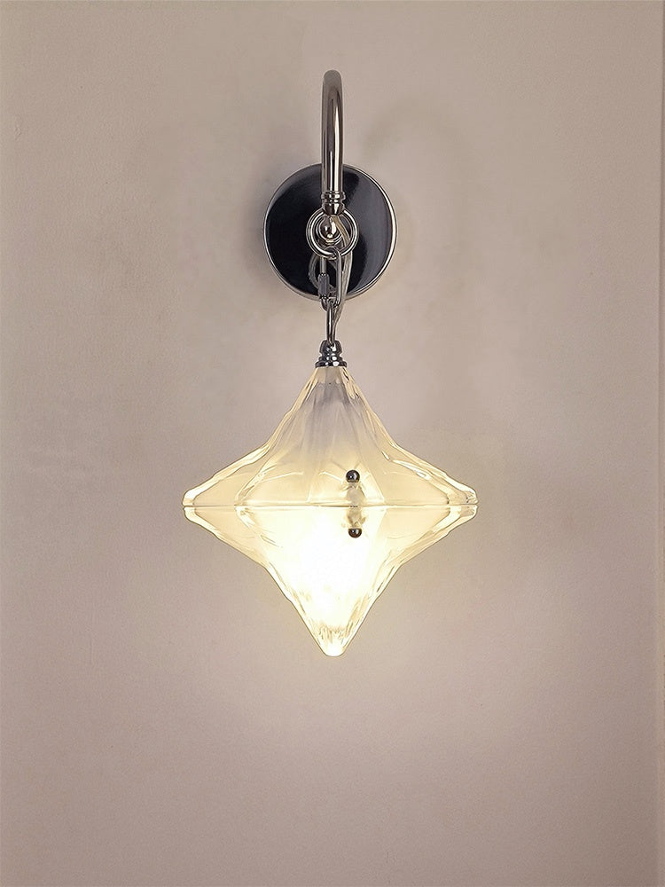 Art Deco Star Wall Sconce - Frosted Glass Light for Hallway - Astris Selene
