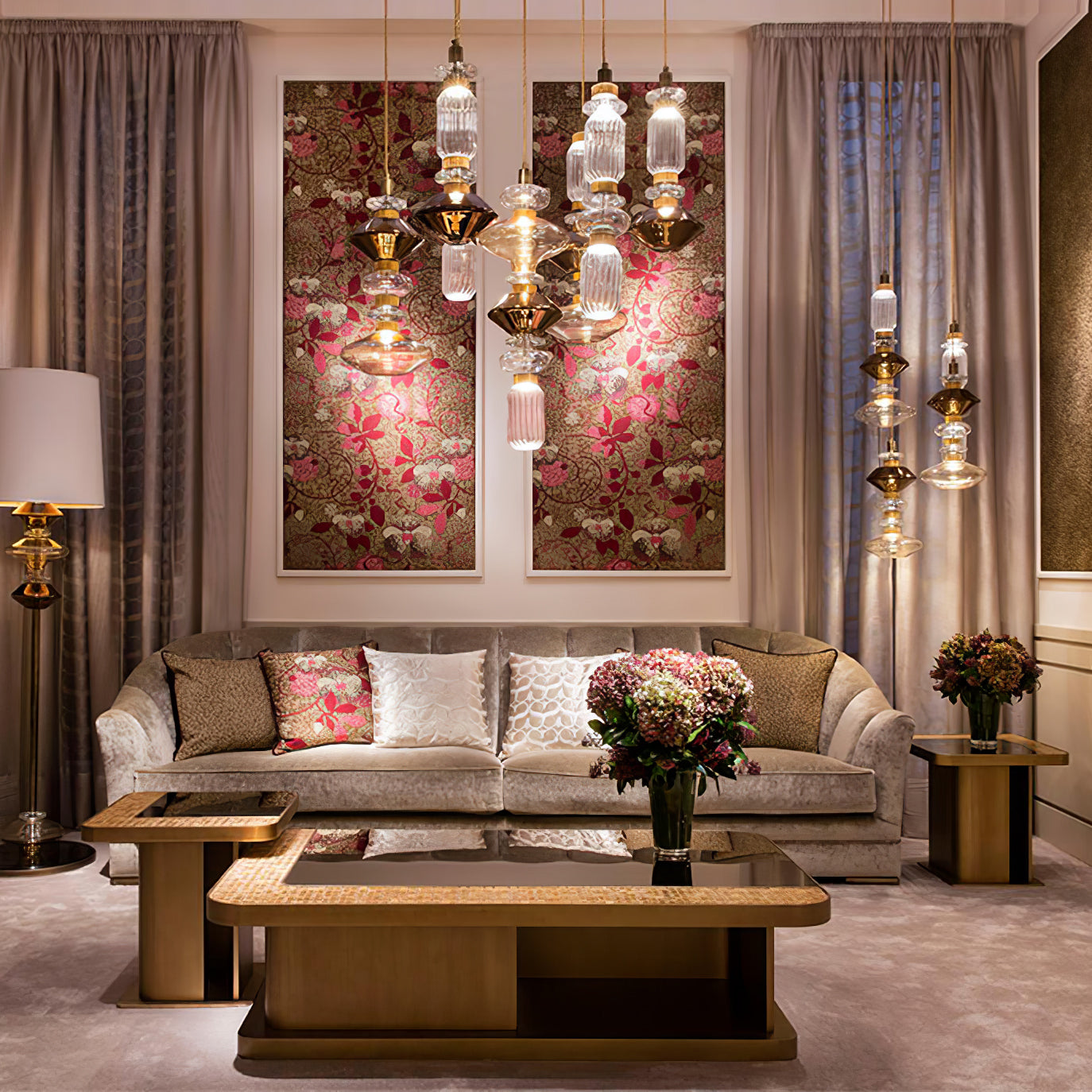 Sleek Hanging Light - Iron Metal Glass Gold Clear Hardwired Atmosphere