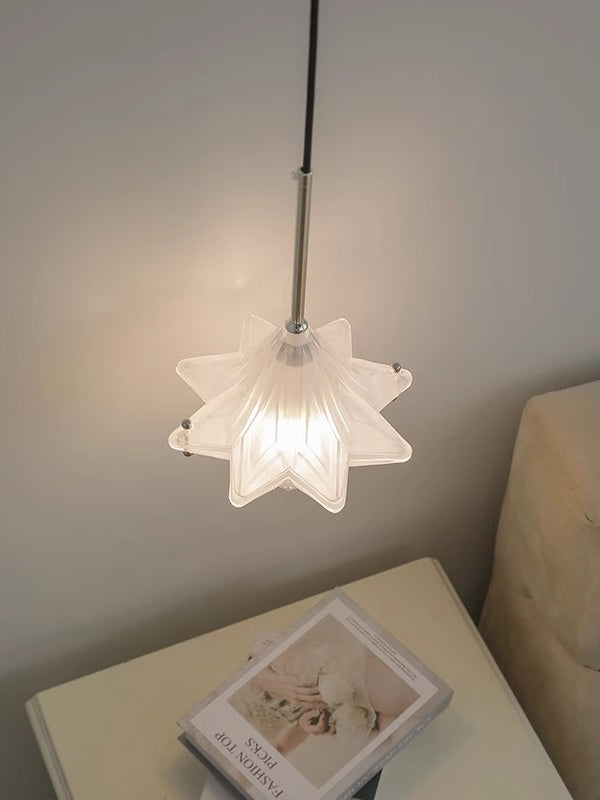 Art Deco Astris Elara Star Pendant Light-Frosted Glass Pendant with Geometric Style
