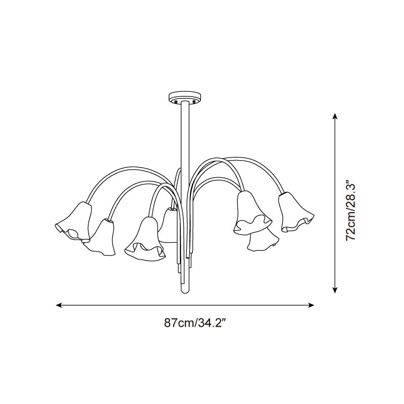 Bellina Modern Romantic Chandelier - Botanical Lily Design with Glass Flowers