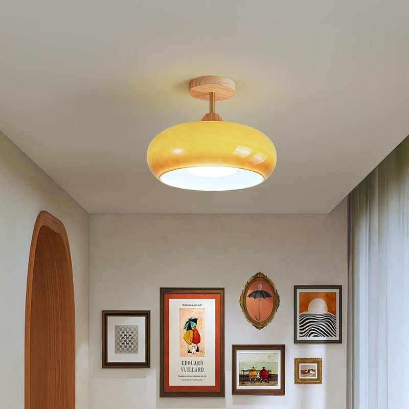 Bauhaus Pot Ceiling Light – Retro Glass Flush Mount for Modern Homes