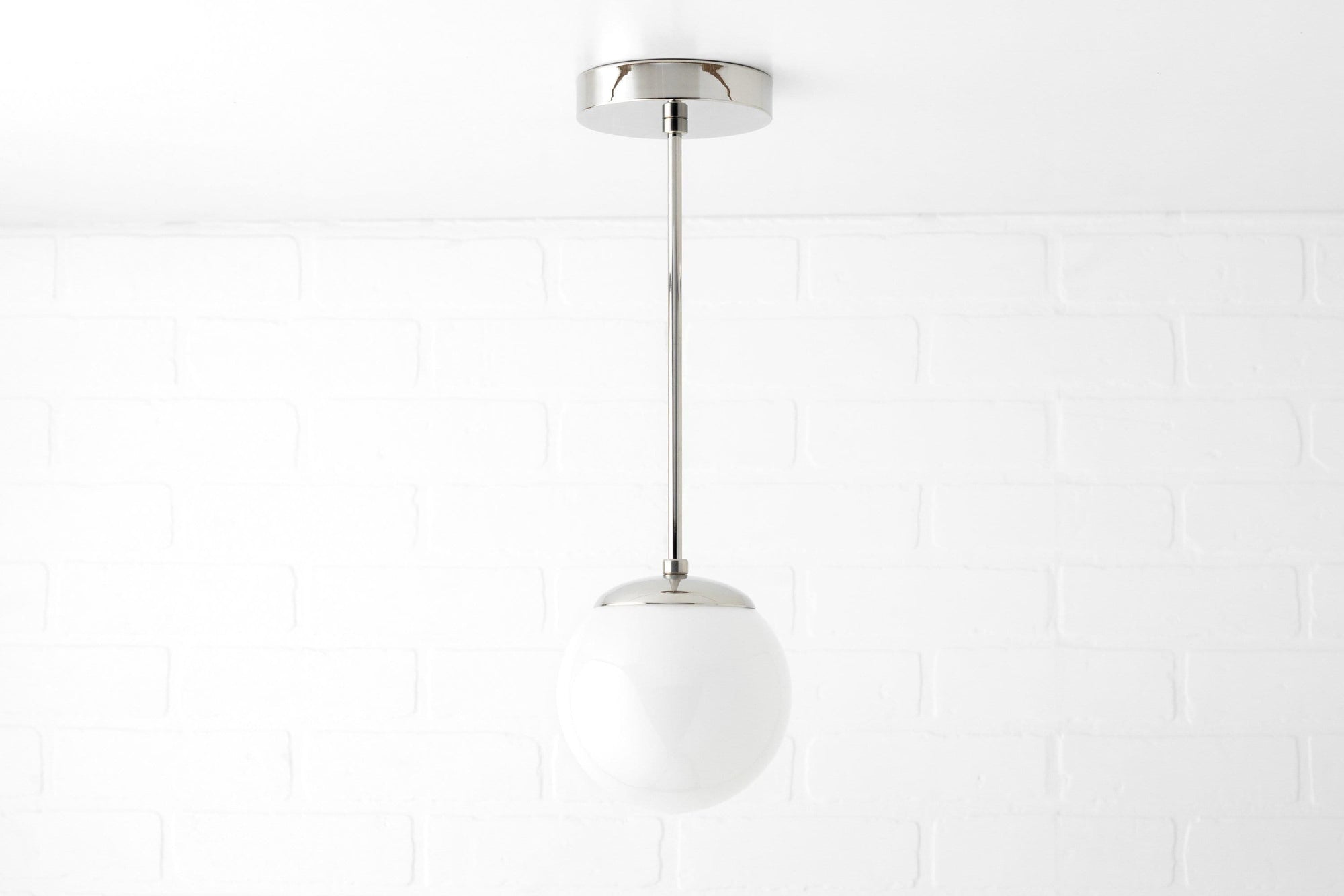 Glorica Glass White Globe Pendant Light - Mid Century Modern Glass Hanging Fixture
