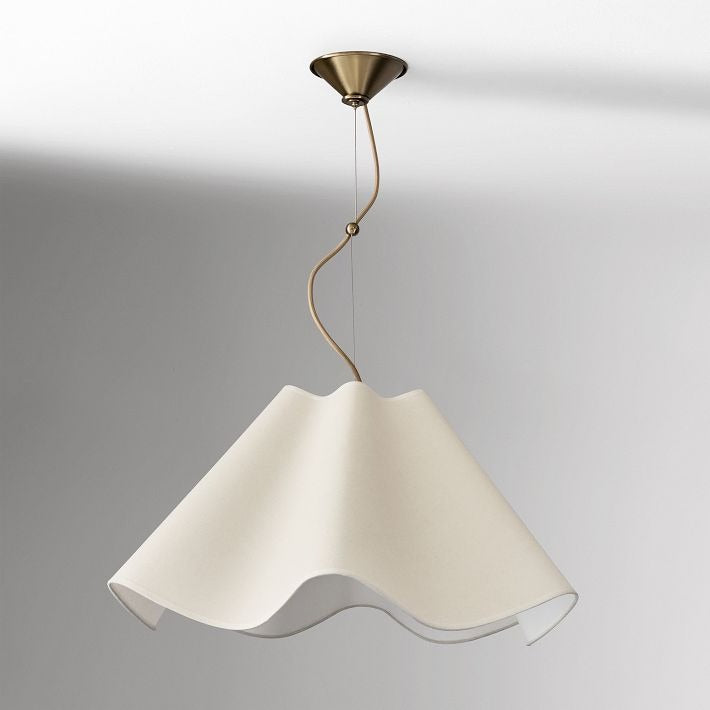 Oslan Modern Scalloped Pendant Light - Ivory Linen Shade for Hallway