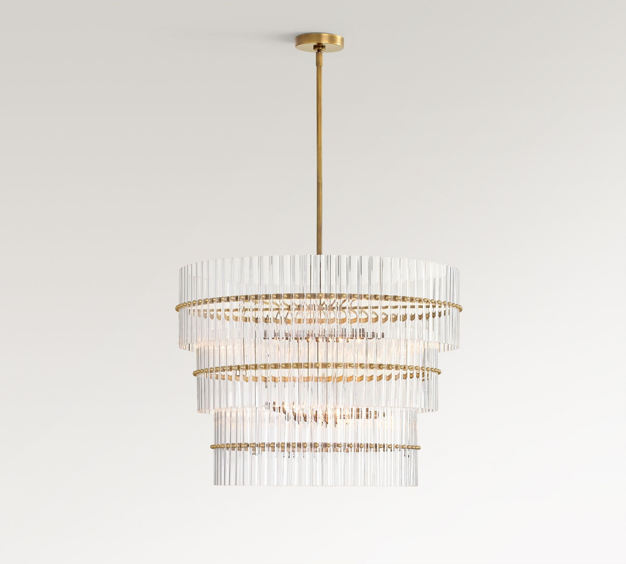Lumora Crystal Pendant Light – Elegant Tumbled Brass & Cut Glass