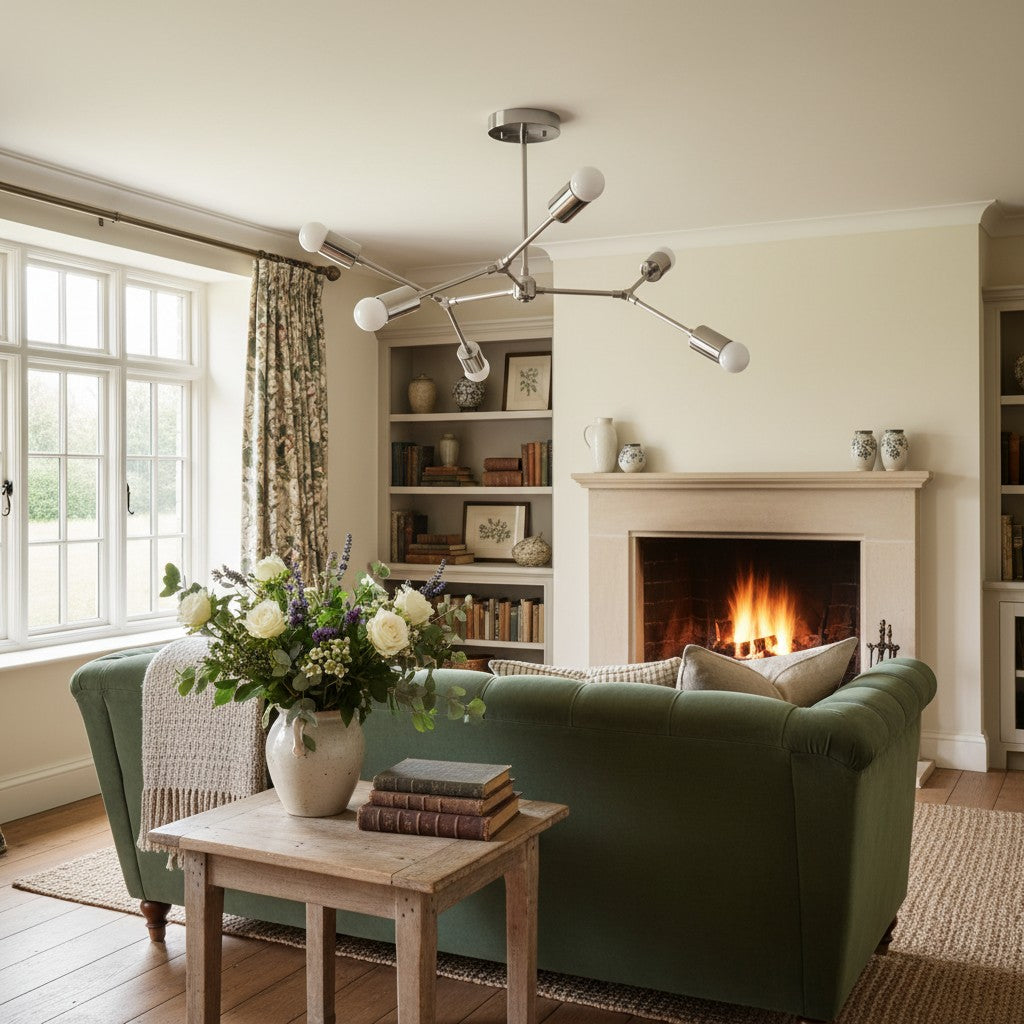 Mobilux Line Industrial Geometric Chandelier - Chrome Nickel Ceiling Light