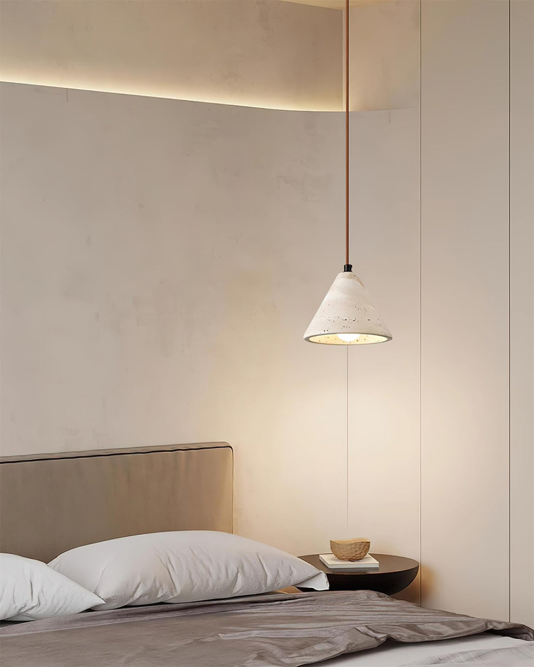 Minimalist Stone Pendant Light - Raw Yellow Travertine Lighting