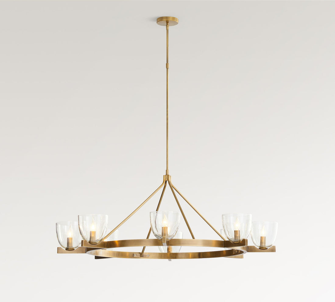 Lustre Auria en verre soufflé à la main et métal - Design contemporain en laiton