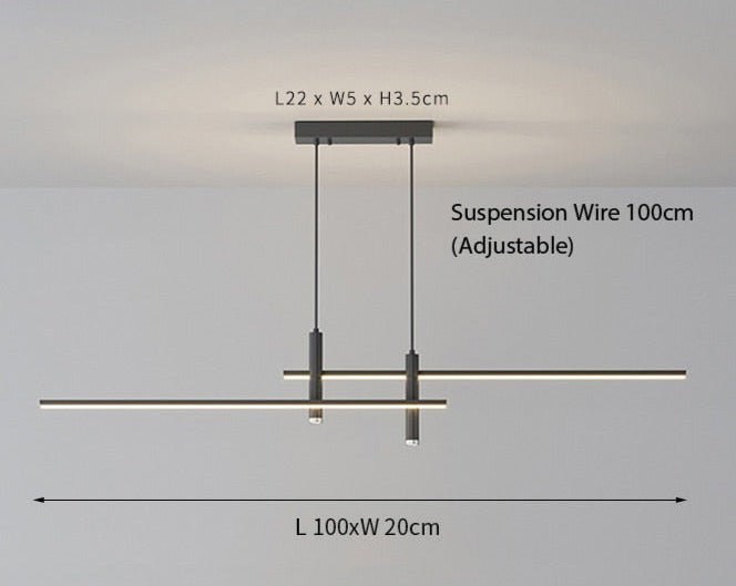 Dimmable LED Linear Pendant Light – Black Pendant Light for Dining Room