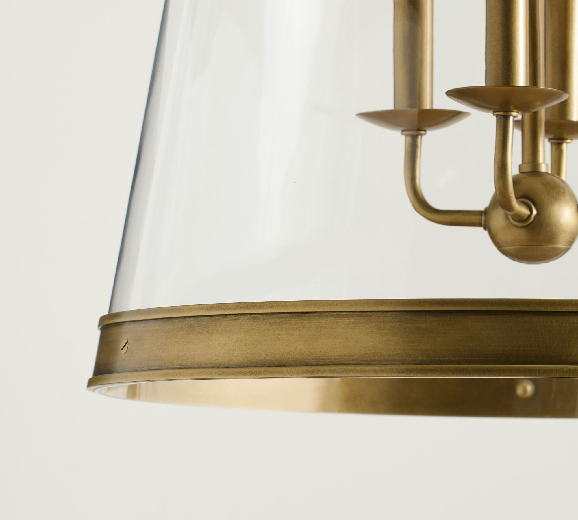 Driscoll Glass Drum Pendant Light - Contemporary Brass Hanging Lamp