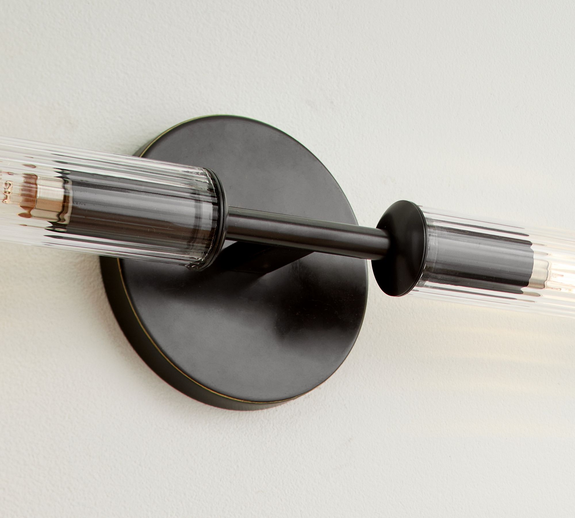 Bravira Ribbed Glass Wall Lamp - Tube Metal Light in Classic Finishes