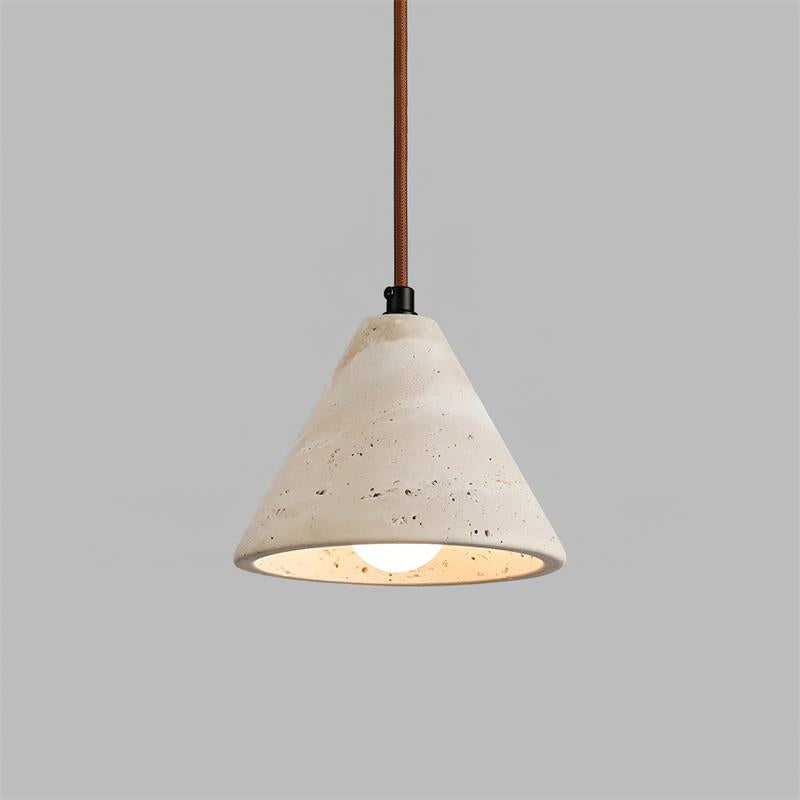 Minimalist Stone Pendant Light - Raw Yellow Travertine Lighting