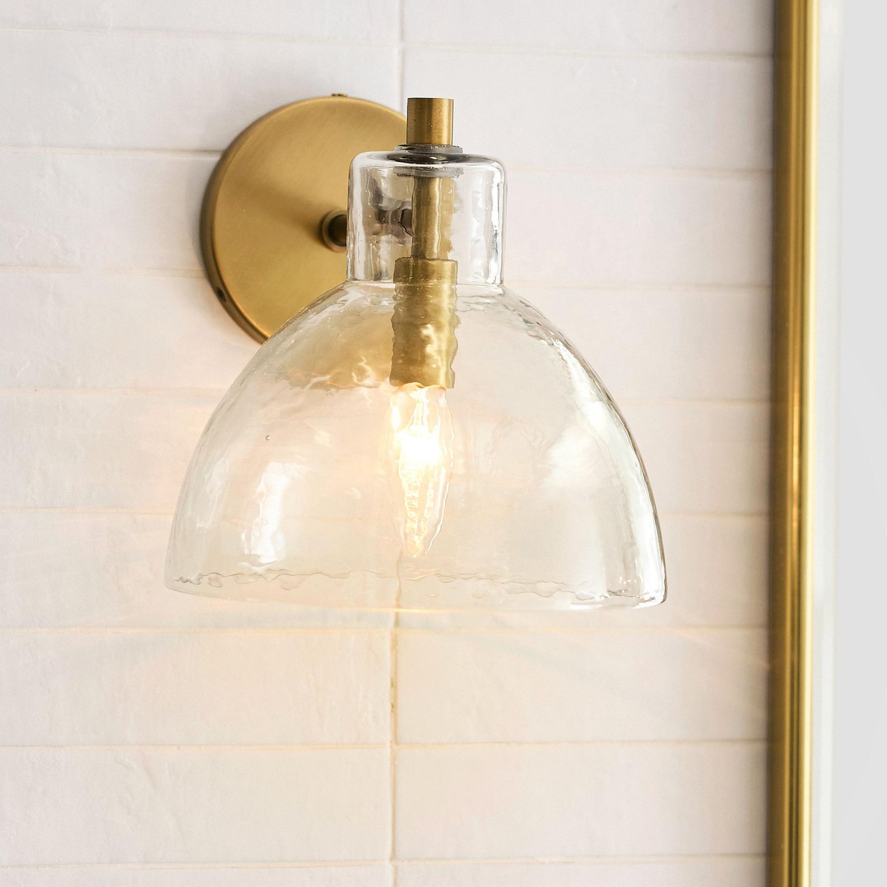 Glavira Recycled Glass Double Sconce - Indoor Brass Wall Lighting