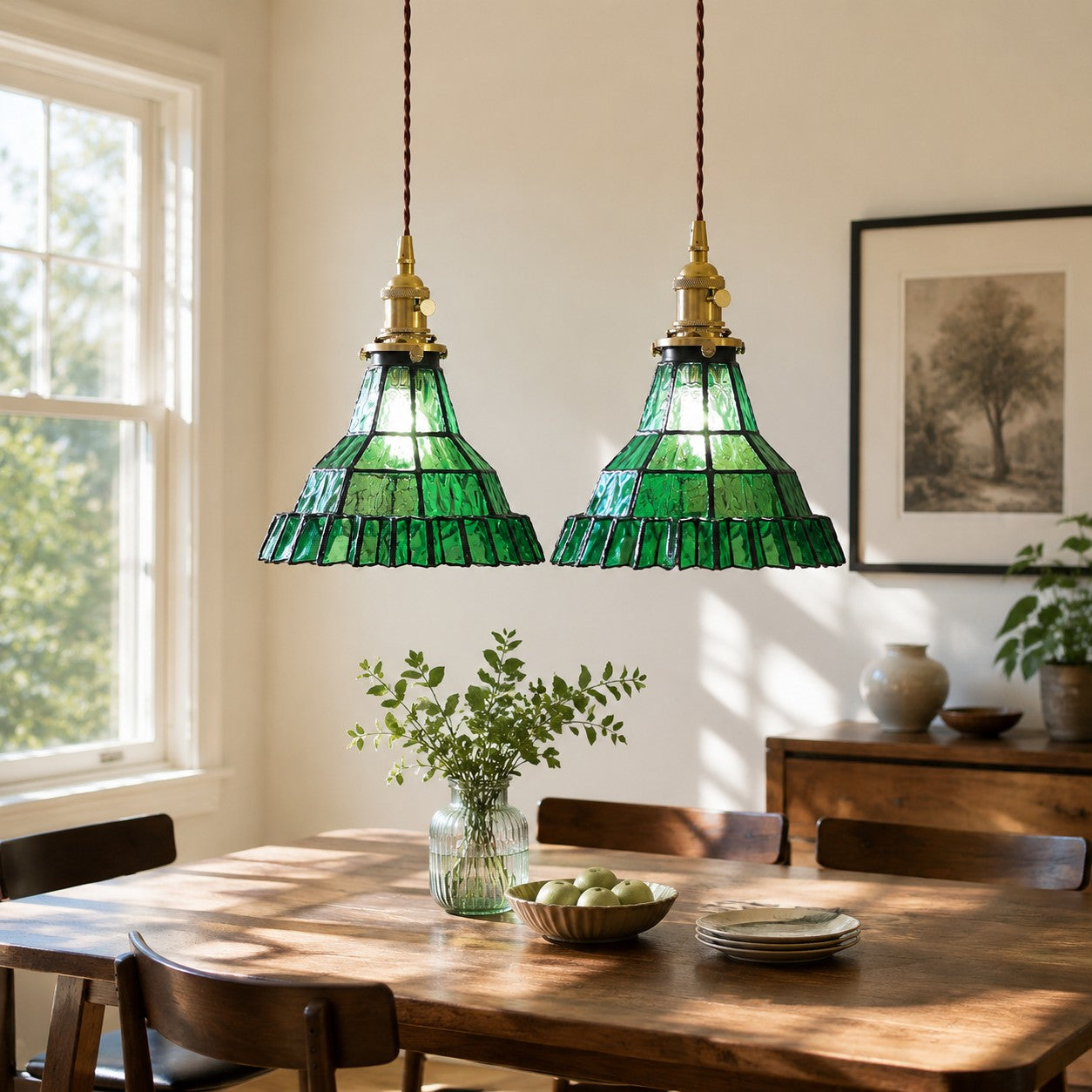 Vintage Tiffany Stained Glass Pendant Light for Living Room