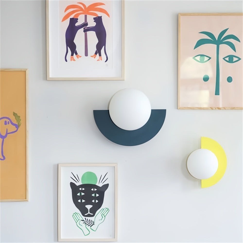 Applique murale en verre macaron vibrante, décoration nordique moderne en métal