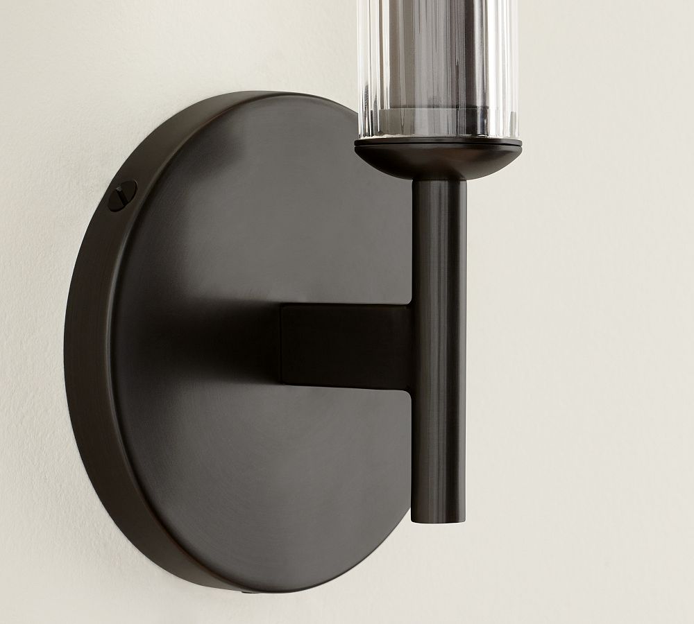 Bravira Ribbed Glass Wall Lamp - Tube Metal Light in Classic Finishes