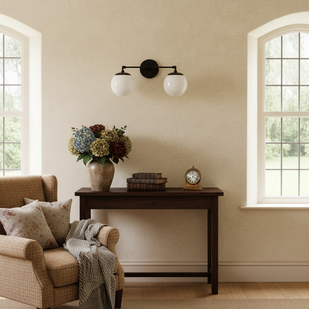 Glorica Glass Wall Sconce - Modern Vintage Vanity Light Fixture