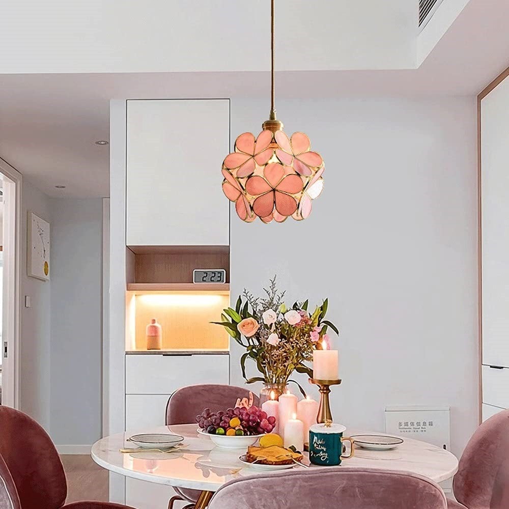 Retro Glass Flower Petal Pendant Lamp