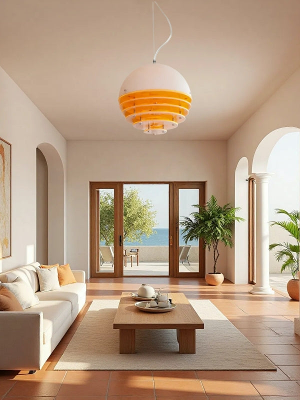 Glass & Acrylic Bauhaus Pendant - Elegant Sunset Glow Living Room Light