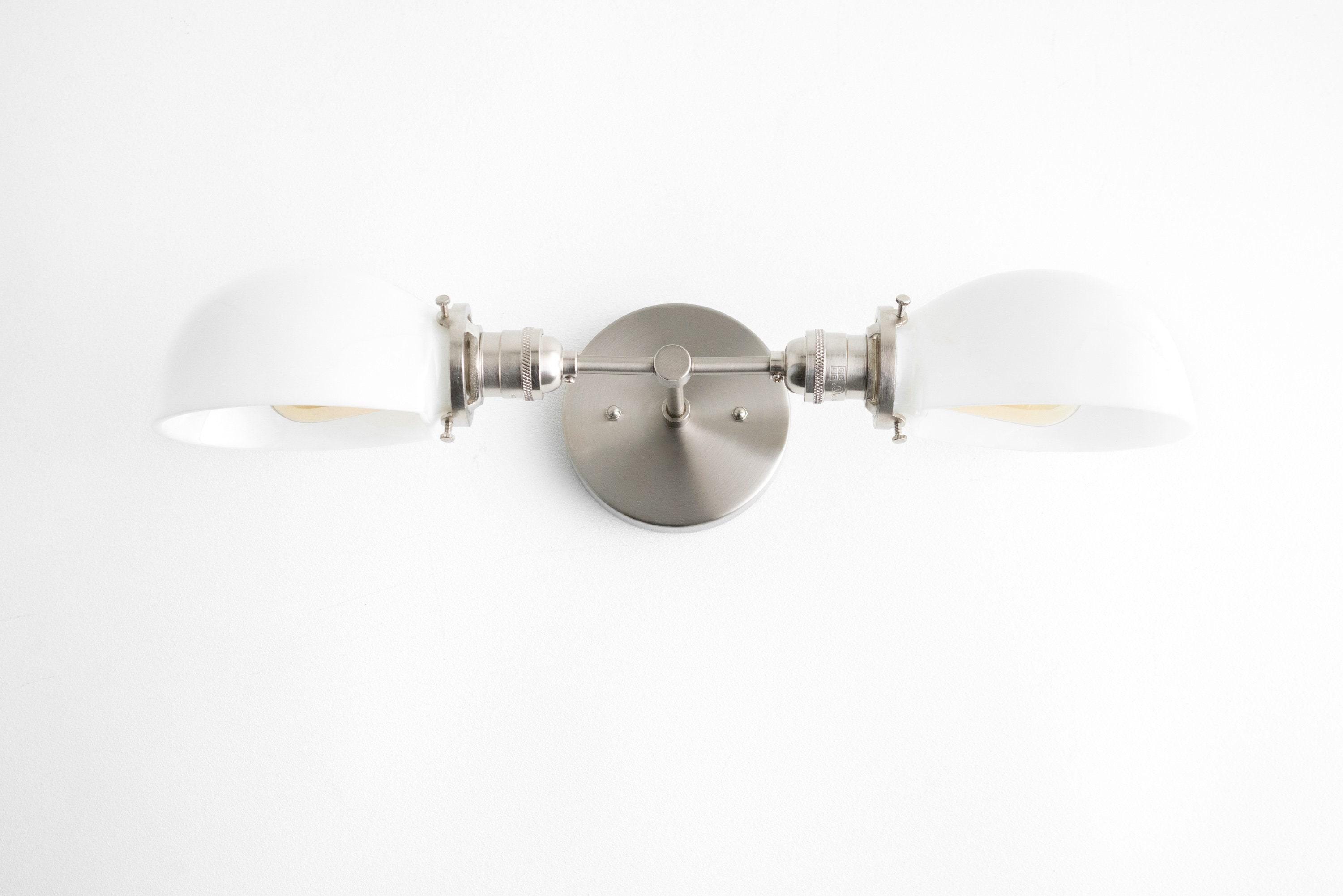 Ornato Luxe Mid-Century Vanity Light - Brass Bathroom Fixture with Opal Glass