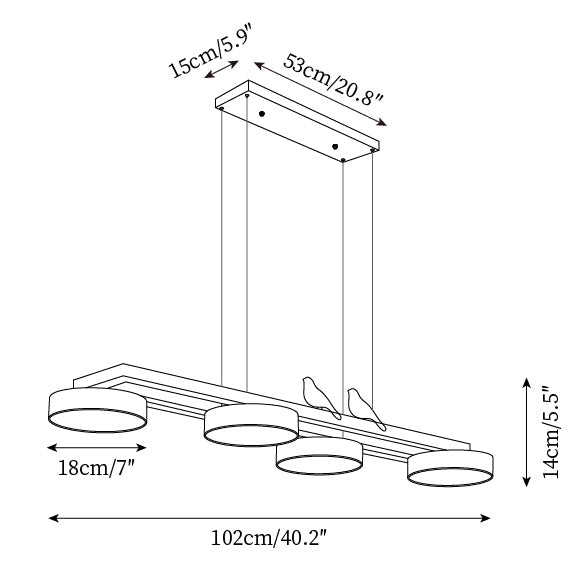Elegant Bird Chandelier Wood Metal Acrylic Integrated LED Warm White Light