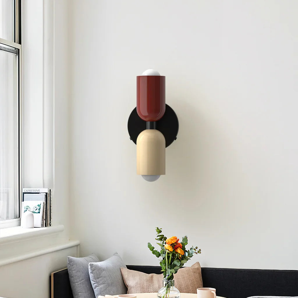 Applique murale à double tête de style morandique – Métal elliptique, multicolore